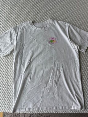 BORN X RAISED White Tee with Pink & Green Chest Graphic